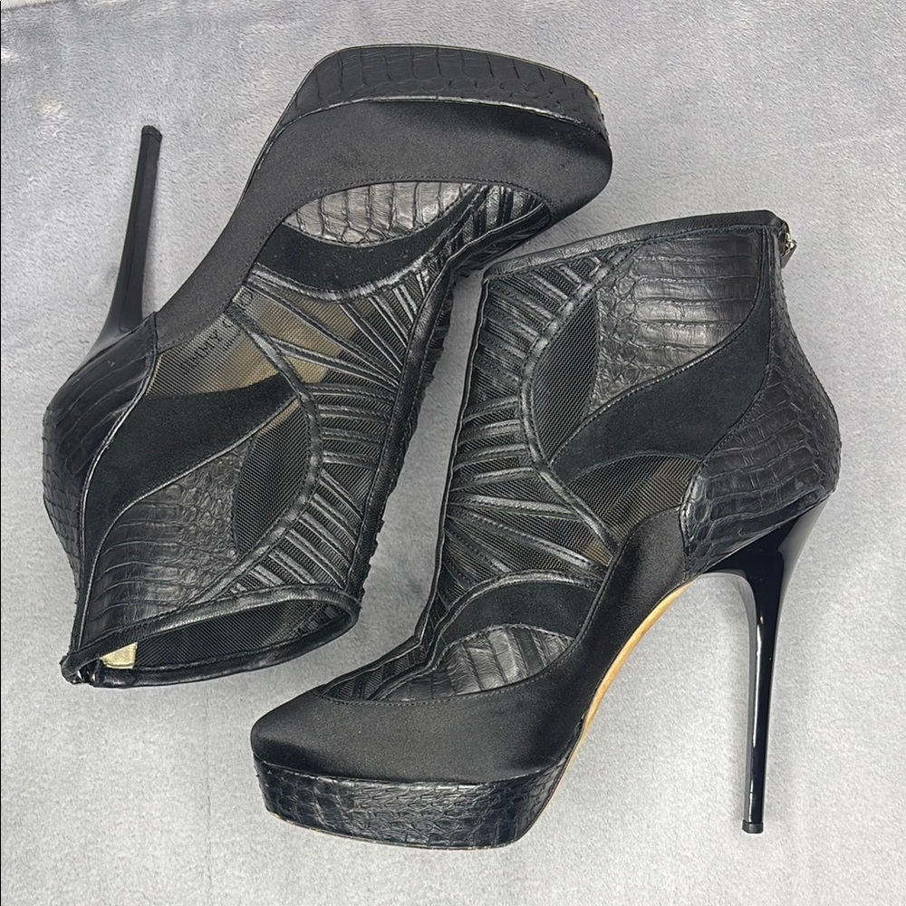 Jimmy Choo Snakeskin Platform Stiletto Ankle Boots Luxe Rare - Picture 6 of 11